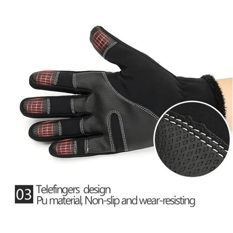 Motorcycle Gloves Outdoor Winter Thermal Fleece Lined Water Resistant Touch Screen Motorbike Riding Waterproof